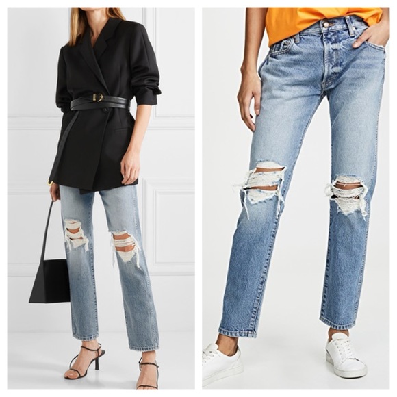 Khaite Denim - Khaite Kyle Distressed Medium Rise Jeans Size 26